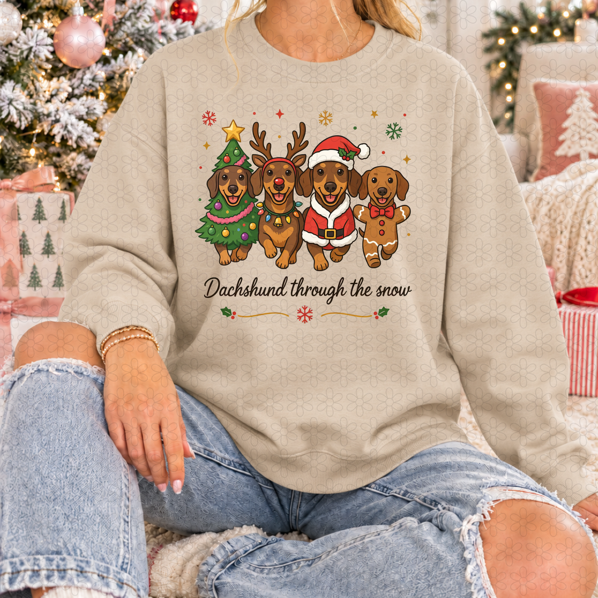 Dachshund Through The Snow Completed Tee