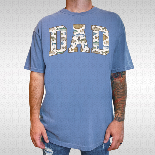 Dad Fishing pattern Completed Tee