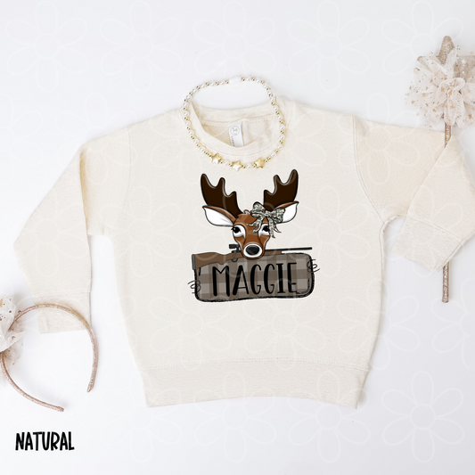 Deer Camo Bow Custom Name Kids Completed Tee