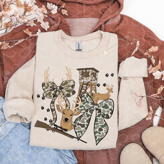 Deer Hunting Camo Bows Kids Completed Tee