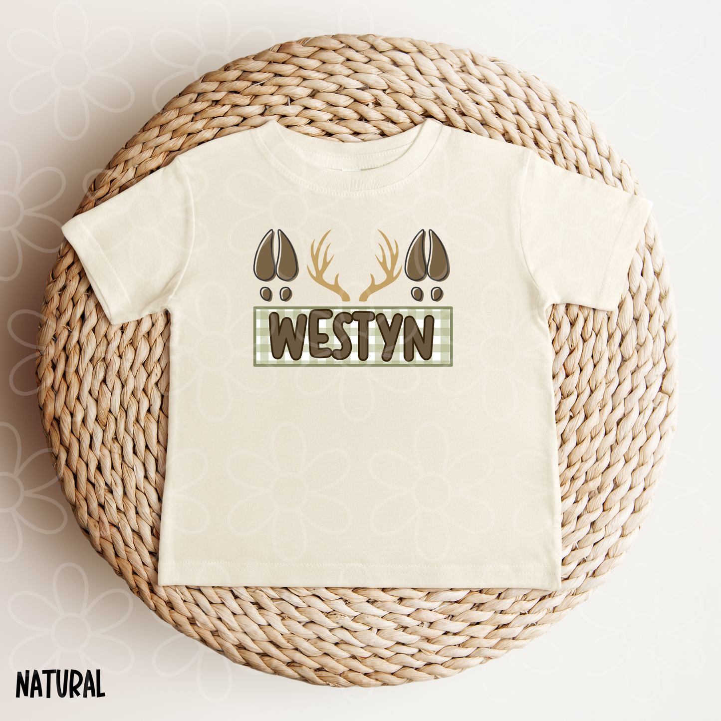 Deer Prints Custom Name Kids Completed Tee