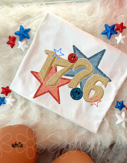 Distressed 1776 Stars DTF Transfer