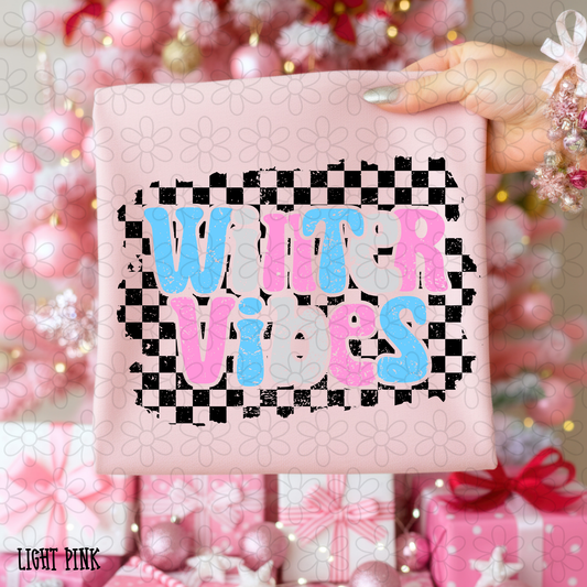 Distressed Checkered Winter Vibes Kids Completed Tee