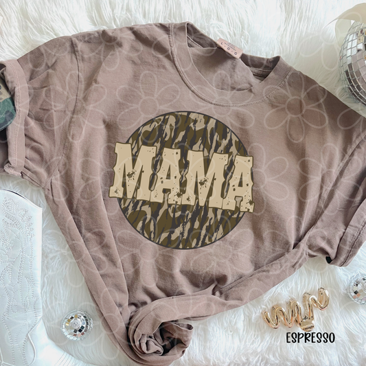 Distressed Circle Camo Mama DTF Transfer