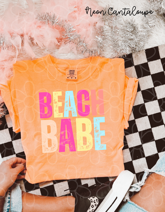 Distressed Colorful Beach Babe DTF Transfer