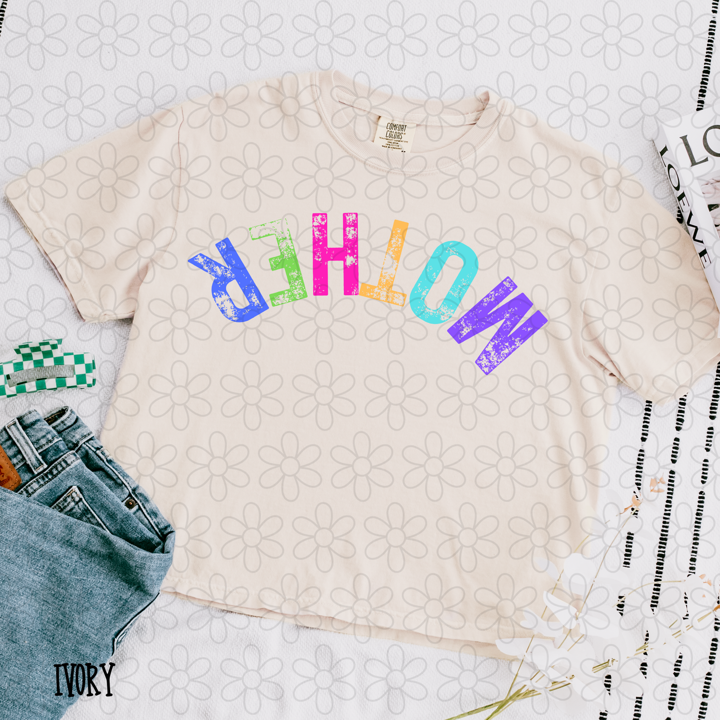 Distressed Colorful Mother DTF Transfer