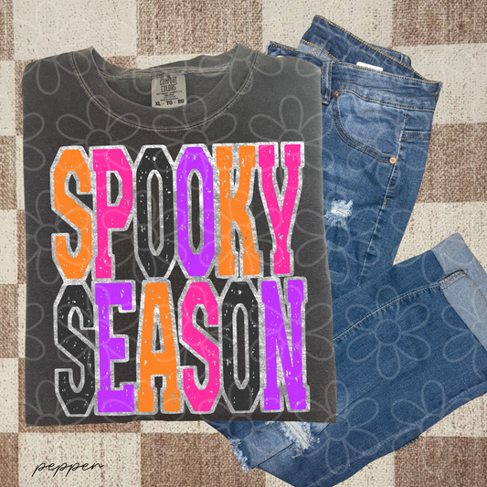 Distressed Colorful Spooky Season Completed Tee