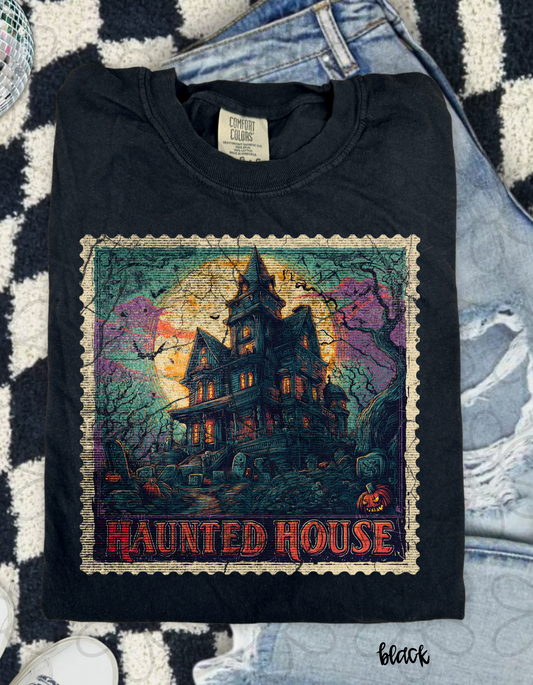 Distressed Haunted House Stamp DTF Transfer