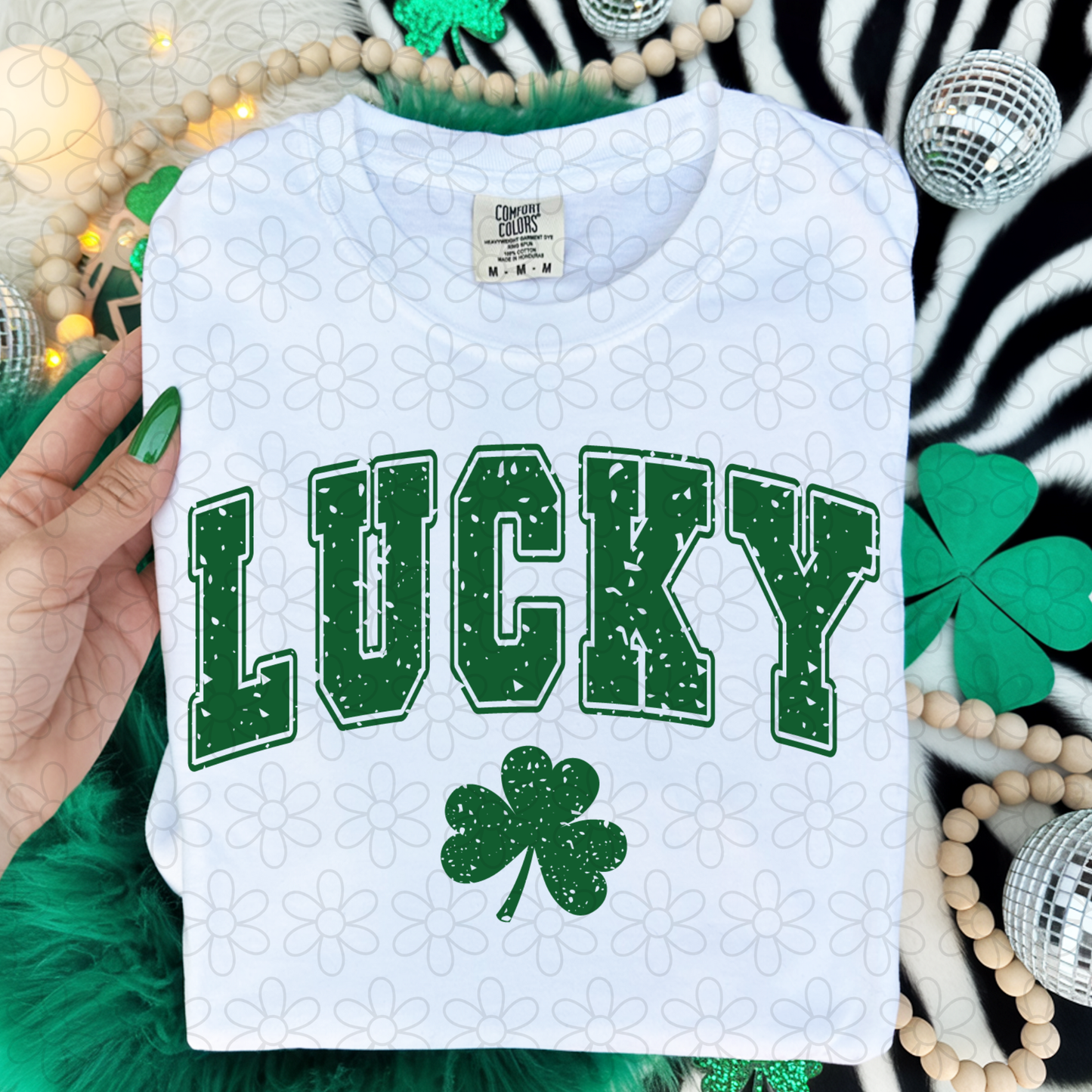 Distressed Lucky Clover Completed Tee