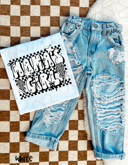 Distressed Retro Checkered Mama's Girl DTF Transfer