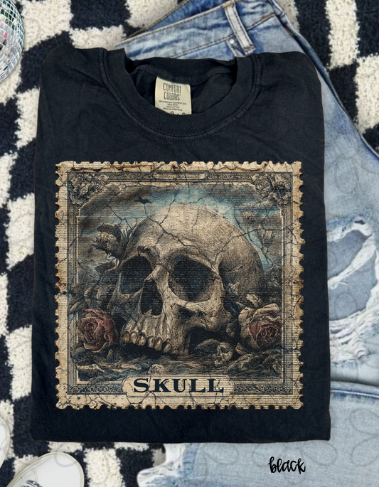 Distressed Skull Stamp Completed Tee