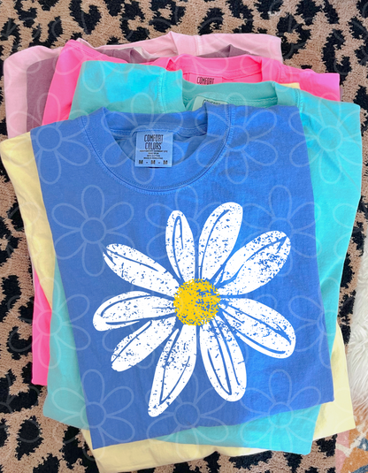 Distressed White Flower Completed Tee