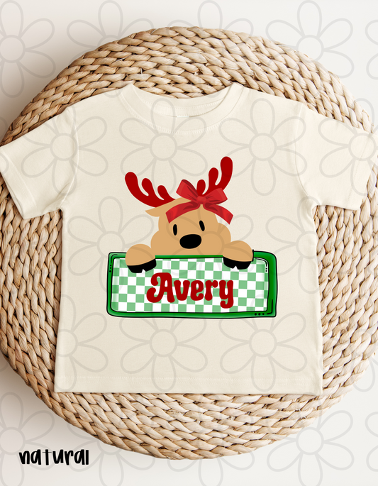 Girl Reindeer Custom Name DTF Transfer