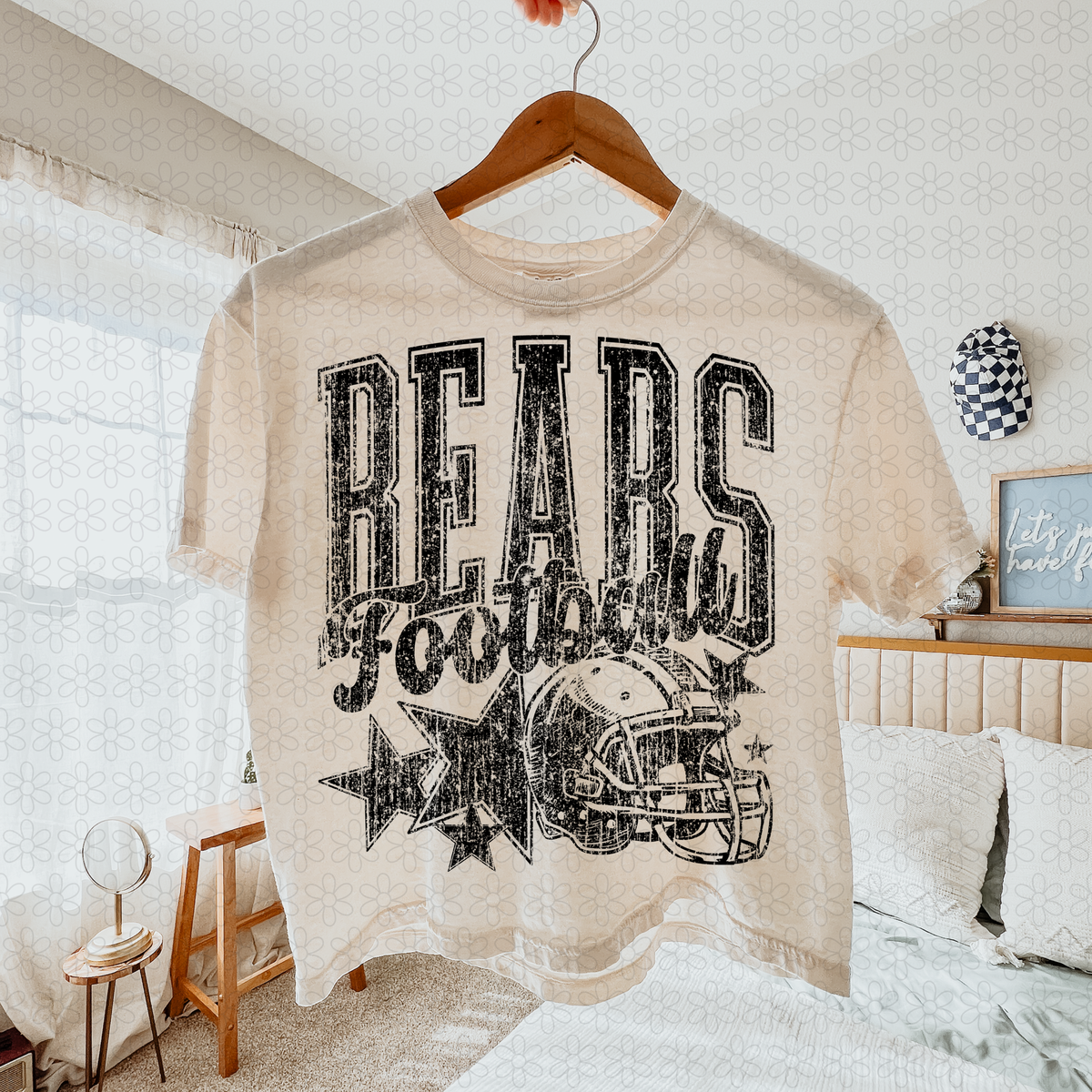 Distressed football Star teams- NO CUSTOMS Completed Tee