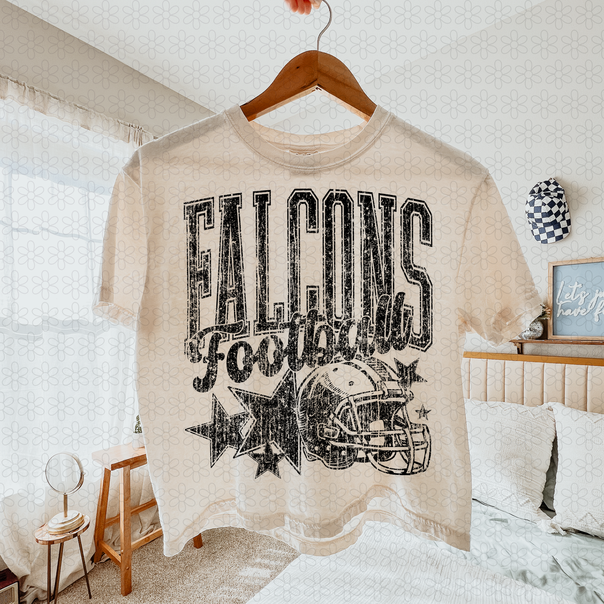 Distressed football Star teams- NO CUSTOMS Completed Tee