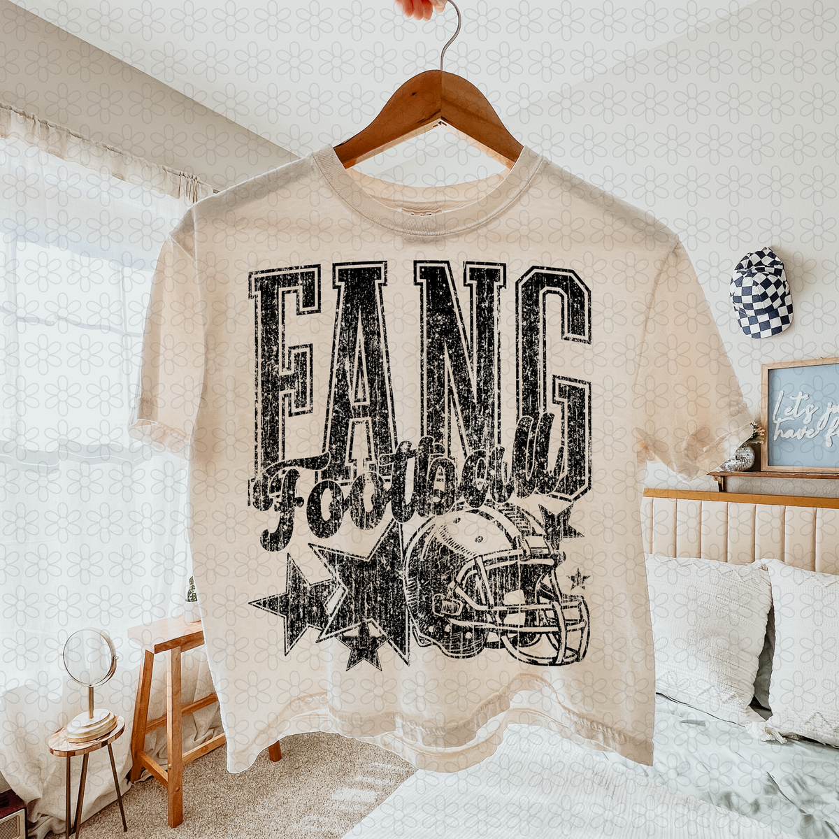 Distressed football Star teams- NO CUSTOMS Completed Tee
