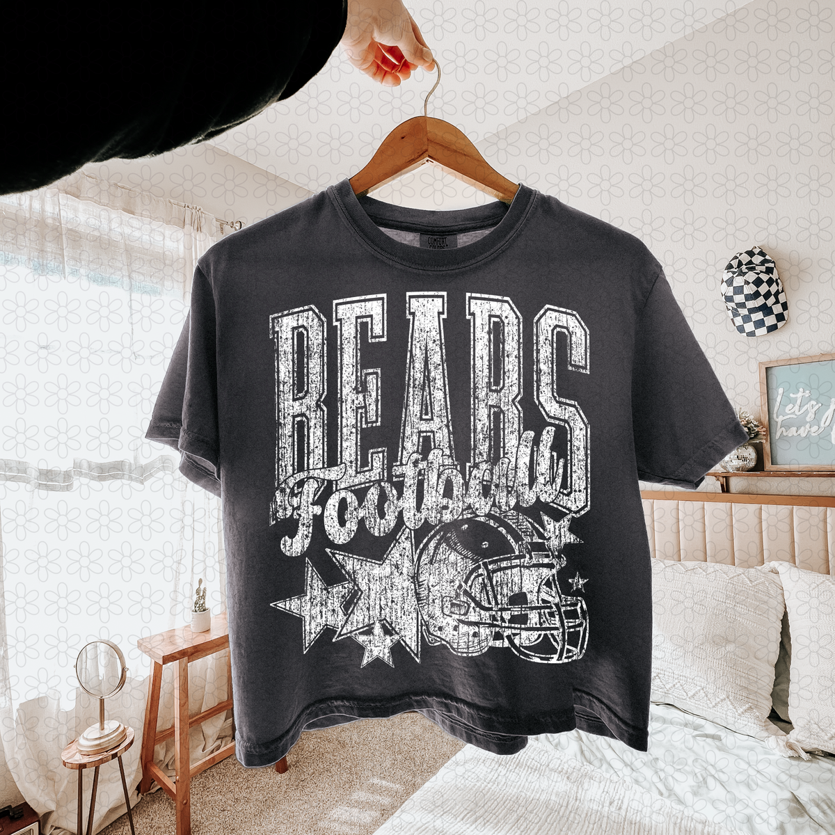 Distressed football Star teams- NO CUSTOMS Completed Tee