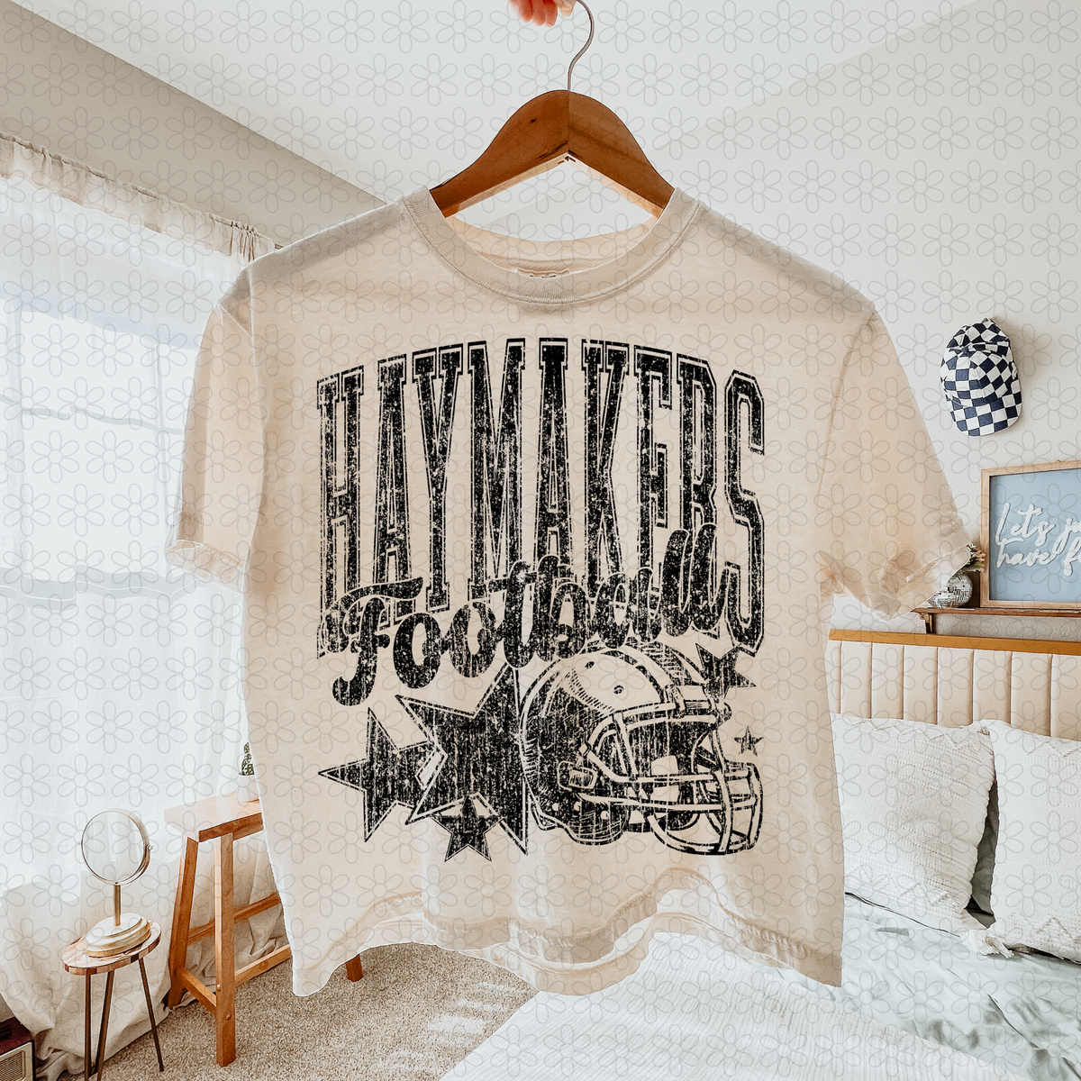 Distressed football Star teams- NO CUSTOMS Completed Tee