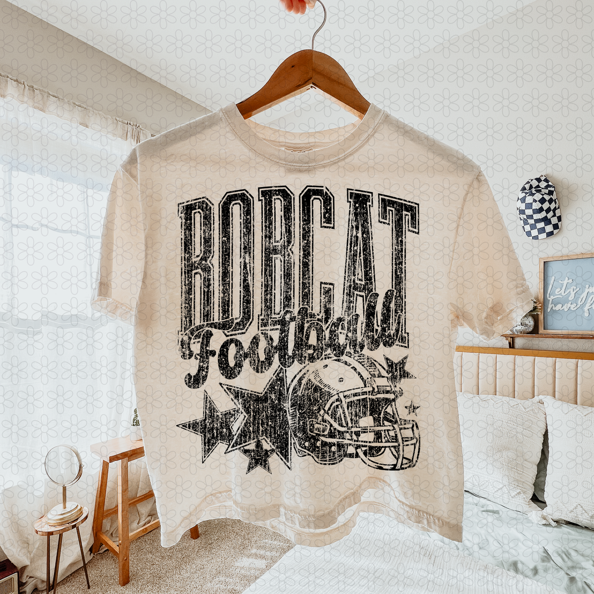 Distressed football Star teams- NO CUSTOMS Completed Tee
