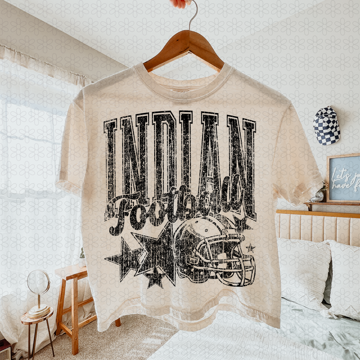 Distressed football Star teams- NO CUSTOMS Completed Tee