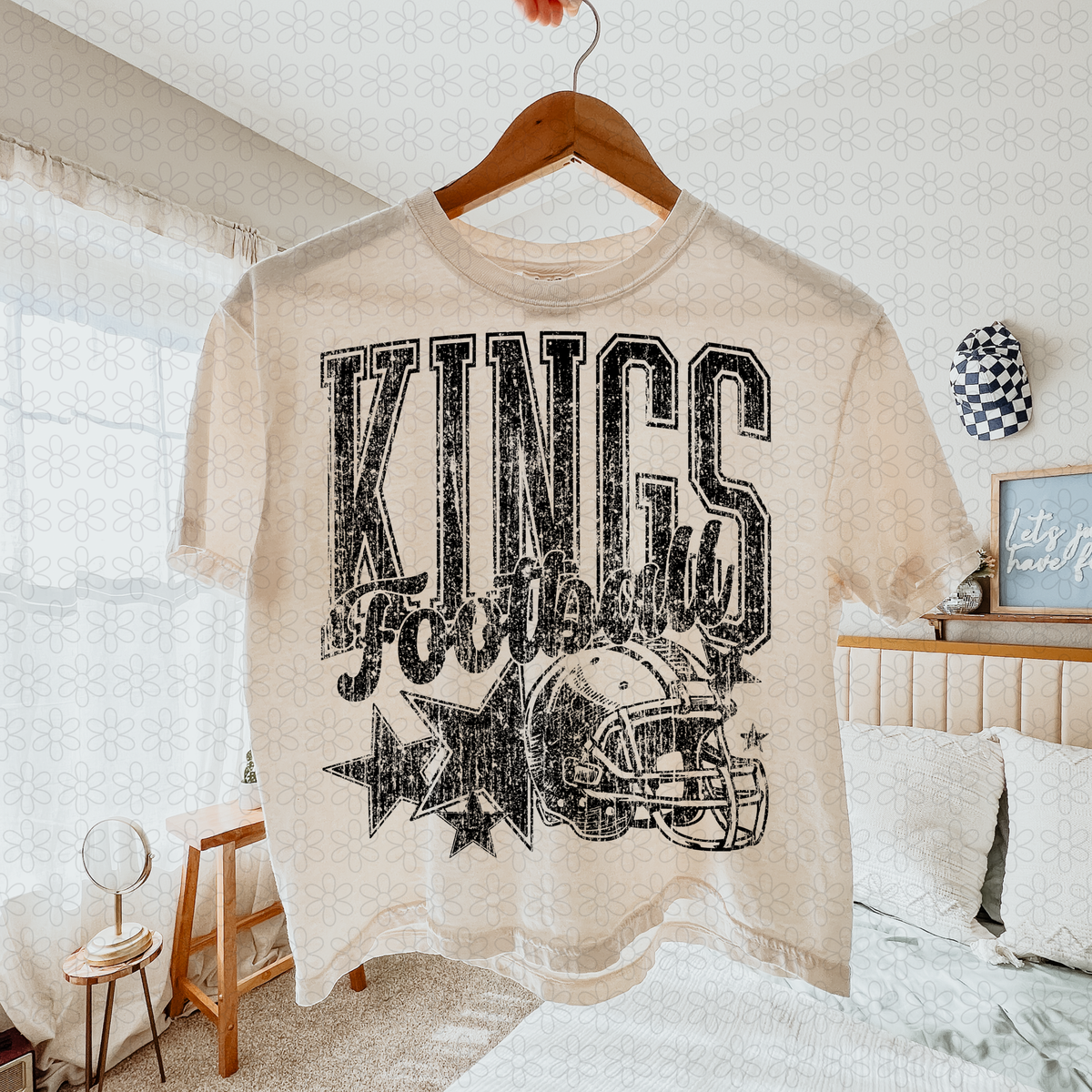 Distressed football Star teams- NO CUSTOMS Completed Tee