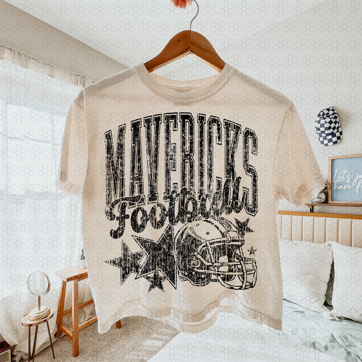 Distressed football Star teams- NO CUSTOMS Completed Tee