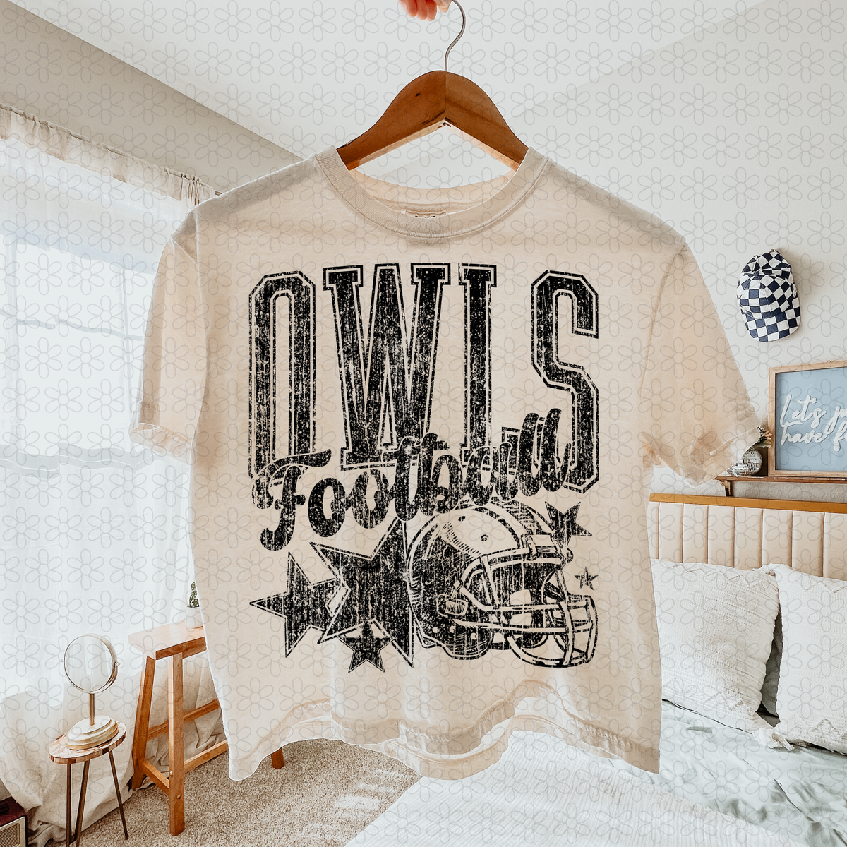 Distressed football Star teams- NO CUSTOMS Completed Tee