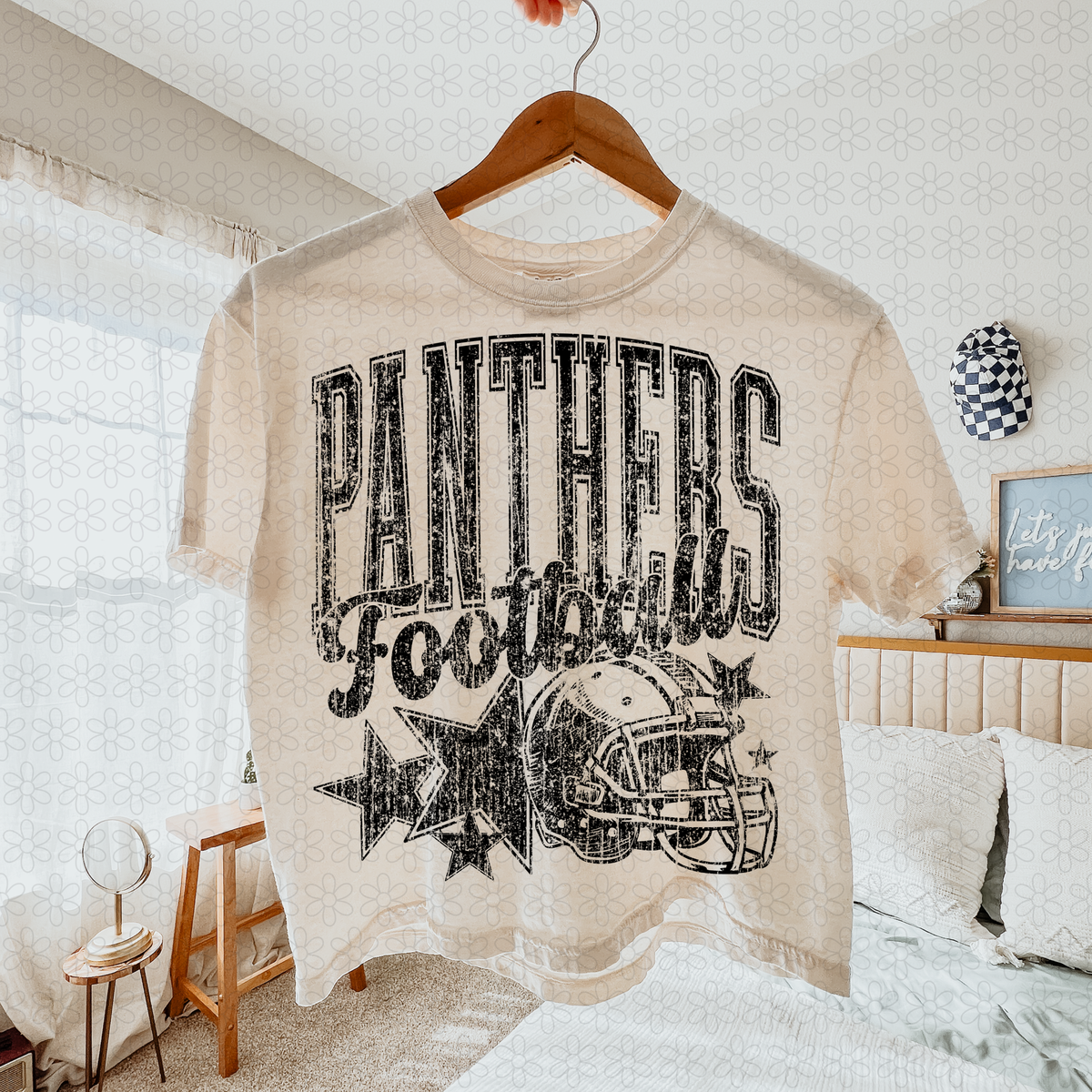 Distressed football Star teams- NO CUSTOMS Completed Tee