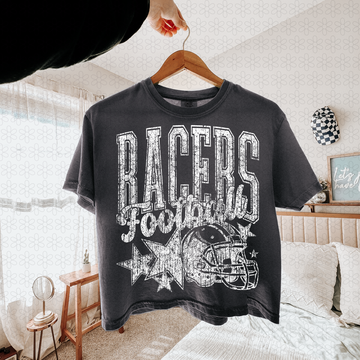 Distressed football Star teams- NO CUSTOMS Completed Tee
