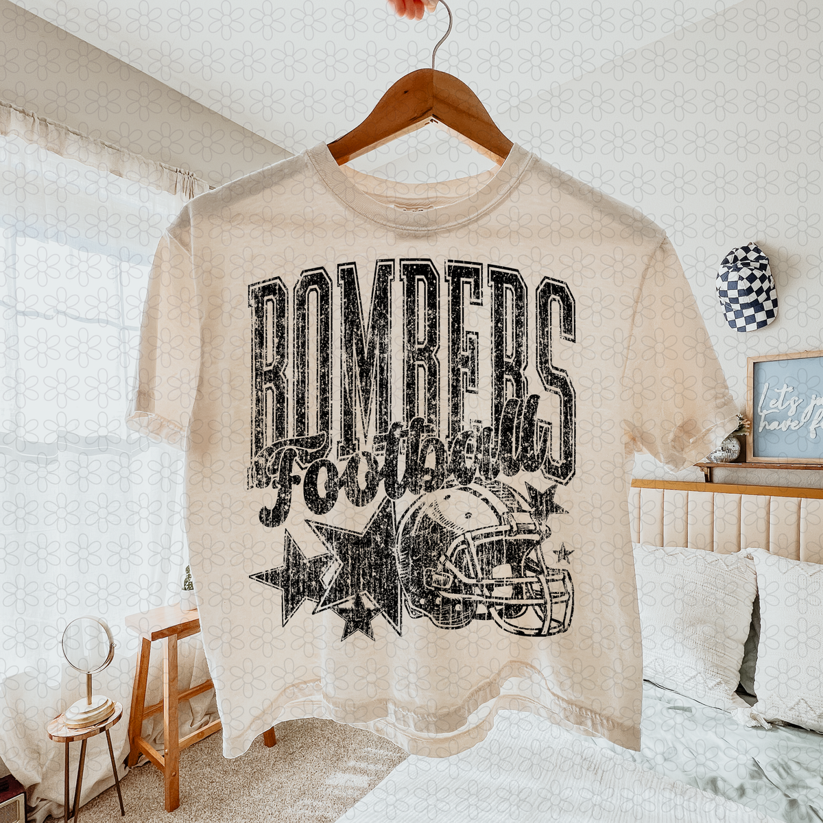 Distressed football Star teams- NO CUSTOMS Completed Tee