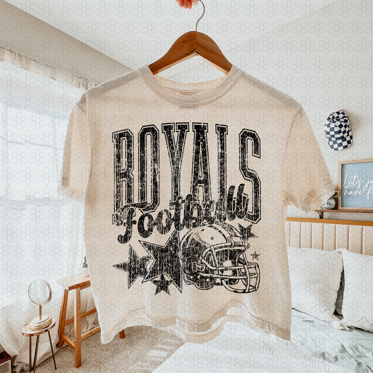 Distressed football Star teams- NO CUSTOMS Completed Tee