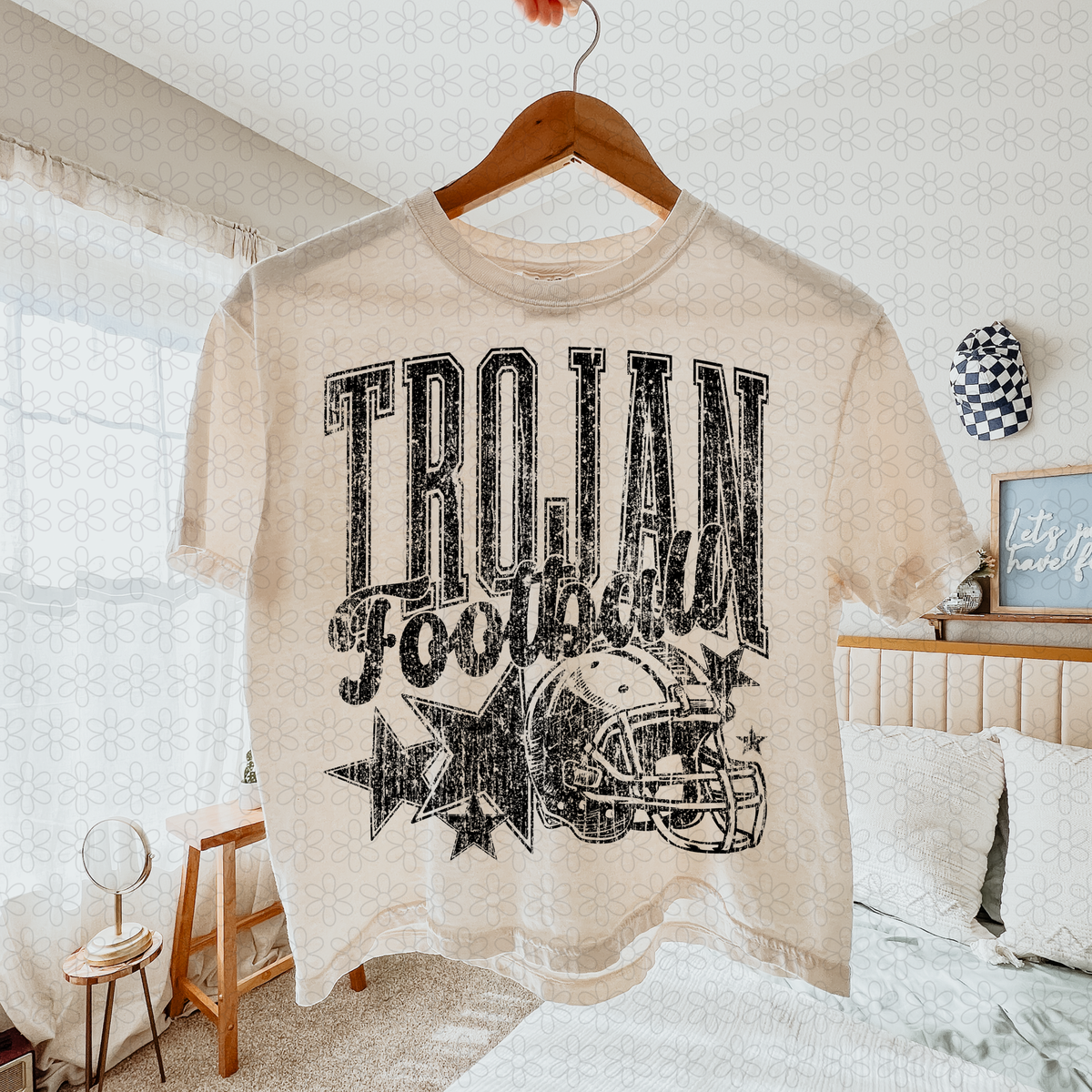 Distressed football Star teams- NO CUSTOMS Completed Tee