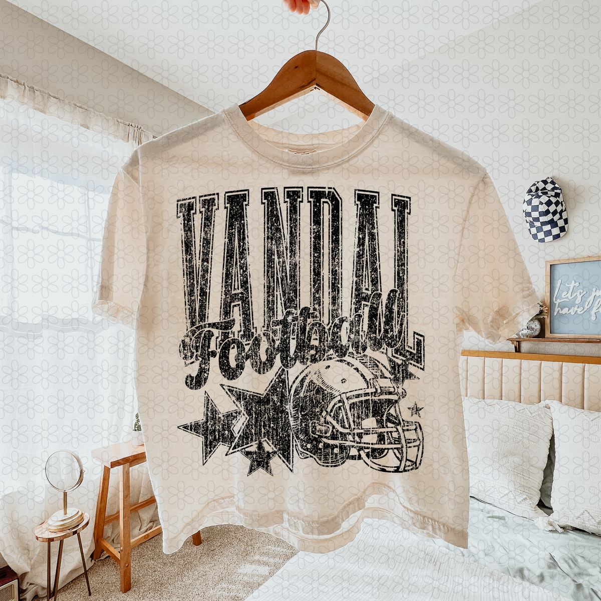 Distressed football Star teams- NO CUSTOMS Completed Tee