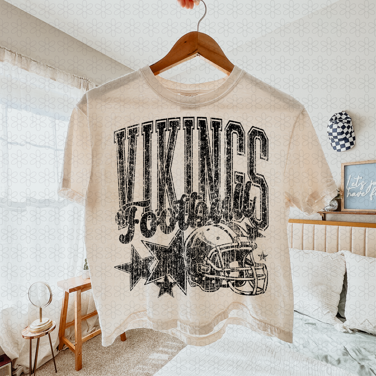 Distressed football Star teams- NO CUSTOMS Completed Tee