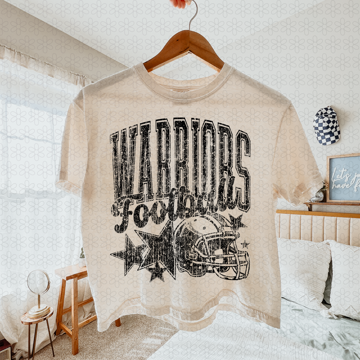 Distressed football Star teams- NO CUSTOMS Completed Tee