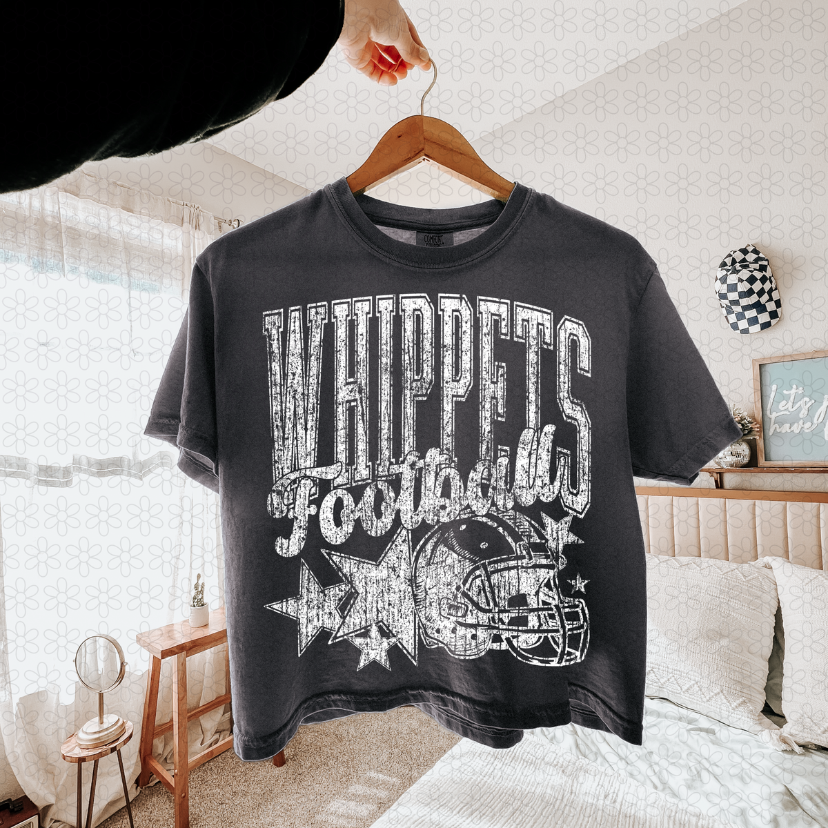 Distressed football Star teams- NO CUSTOMS Completed Tee