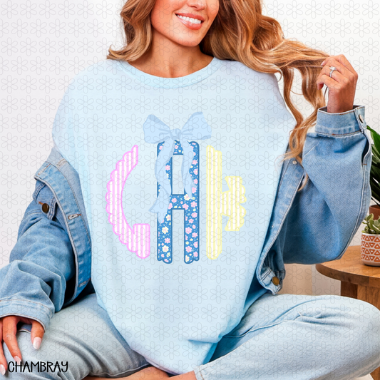 Ditsy Floral Custom Monogram Completed Tee