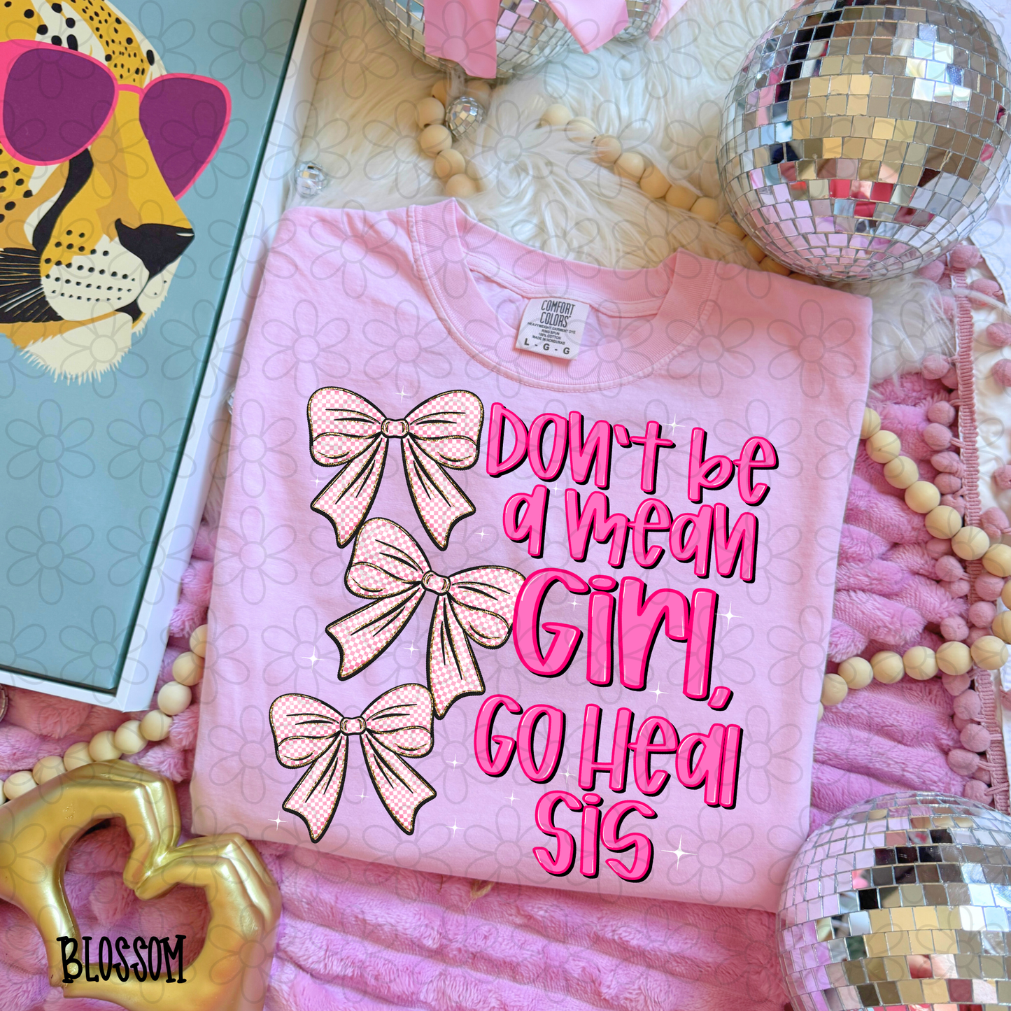 Don't Be A Mean Girl, Go Heal Sis Pink Bows DTF Transfer