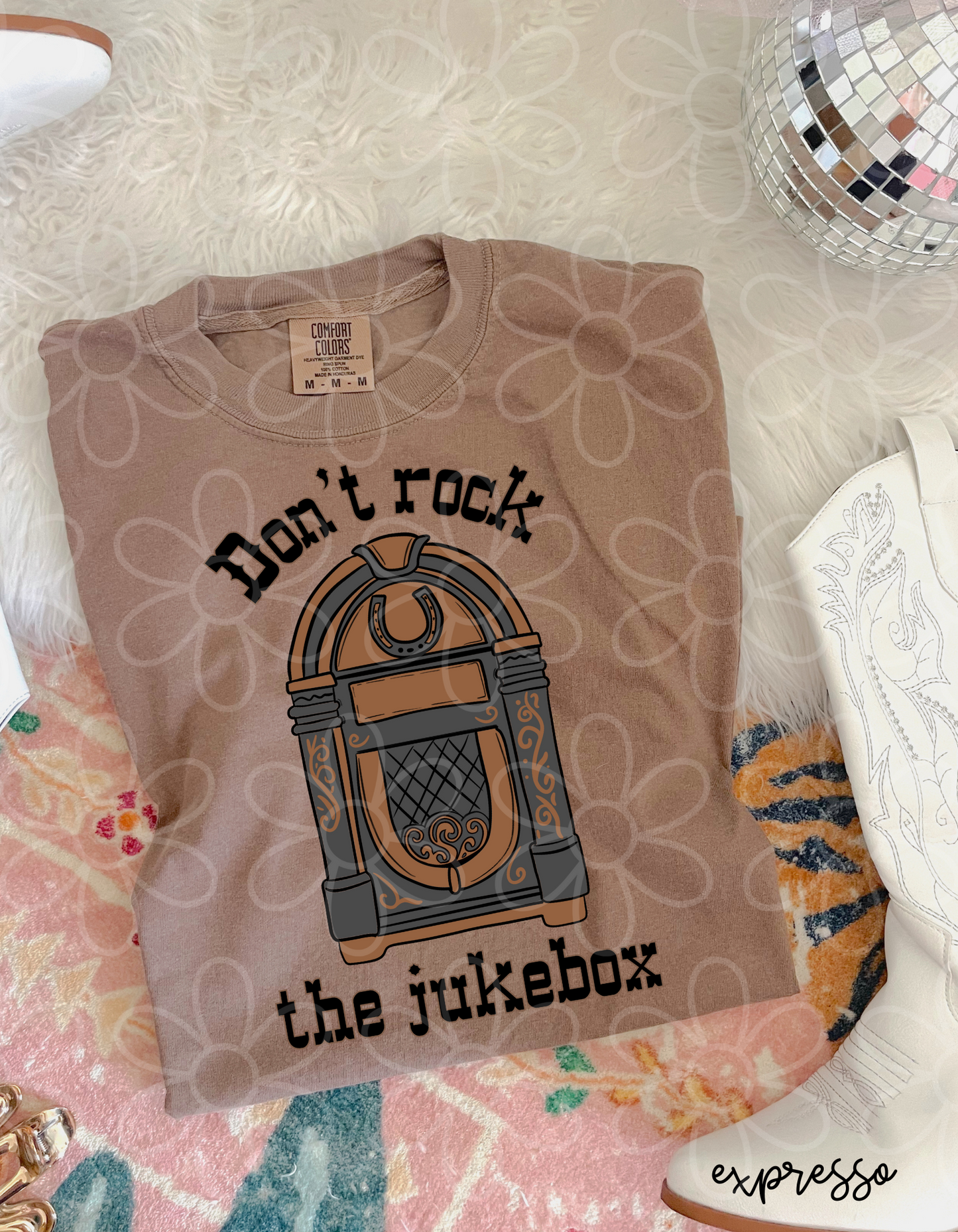 Don't Rock The Jukebox Brown & Black  Completed Tee