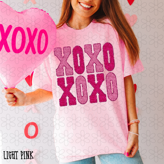 Double XOXO Pink Glitter Kids Completed Tee