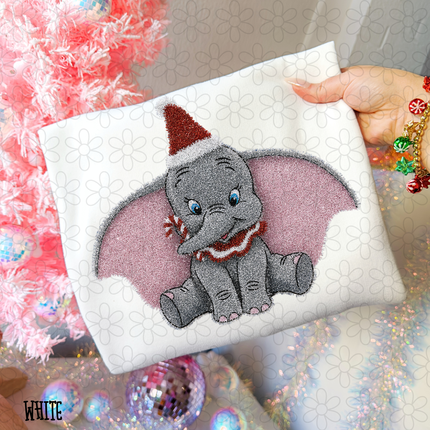 Dumbo Santa Hat Tinsel Kids Completed Tee