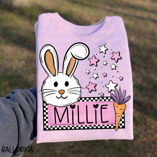 Easter Bunny Custom Name Plate Pink DTF Transfer