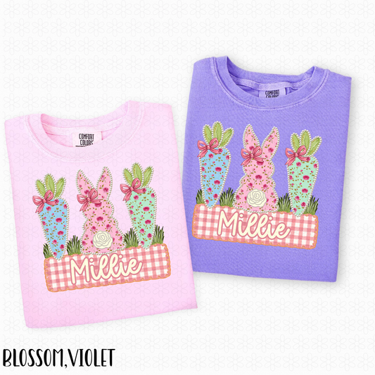 Easter Floral Carrots Custom Name Plate DTF Transfer