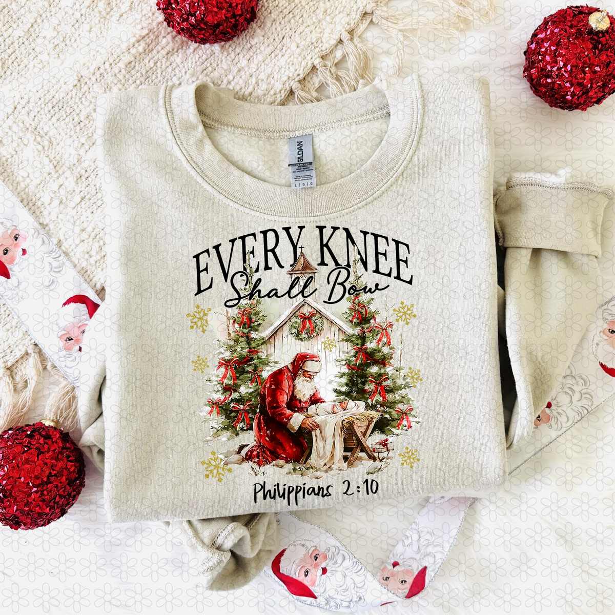 Every Knee Shall Bow- Christmas Completed Tee