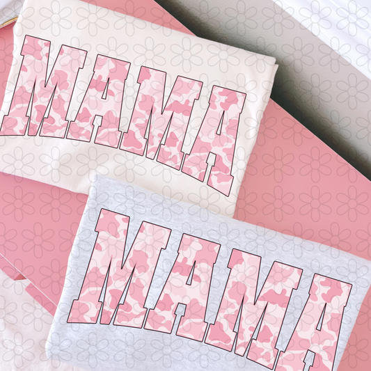 Faded Pink Camo Mama Completed Tee