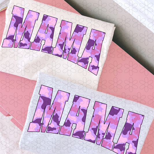 Faded Purple Camo Mama DTF Transfer