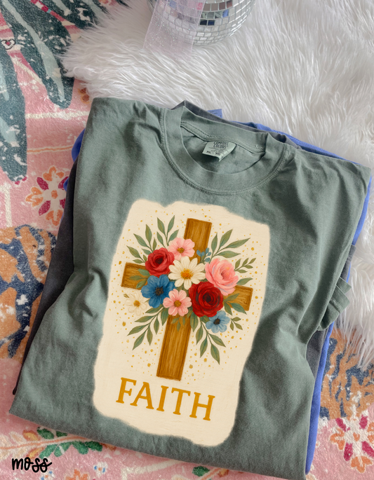 Faith Floral Cross Kids Completed Tee