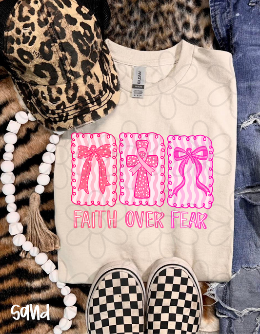 Faith Over Fear Breast Cancer Awareness Completed Tee