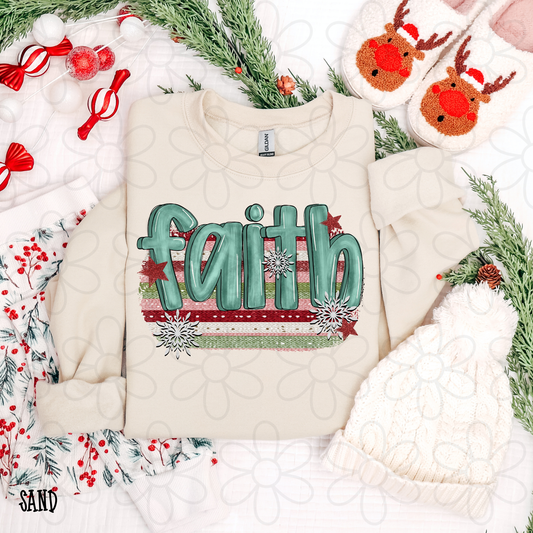 Faith Stripes Snowflakes Kids Completed Tee