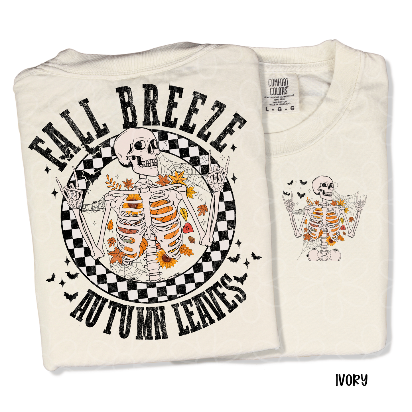 Fall Breeze Autumn Leaves Skeleton Completed Tee